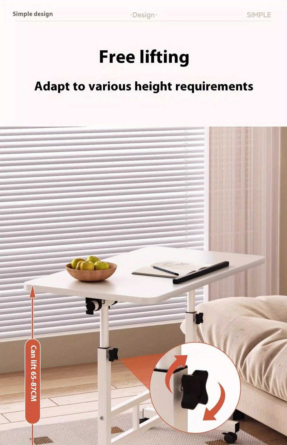 32-Inch Foldable Standing Desk with Adjustable Height and Rolling Wheels for Home Office detail image - detail view 18