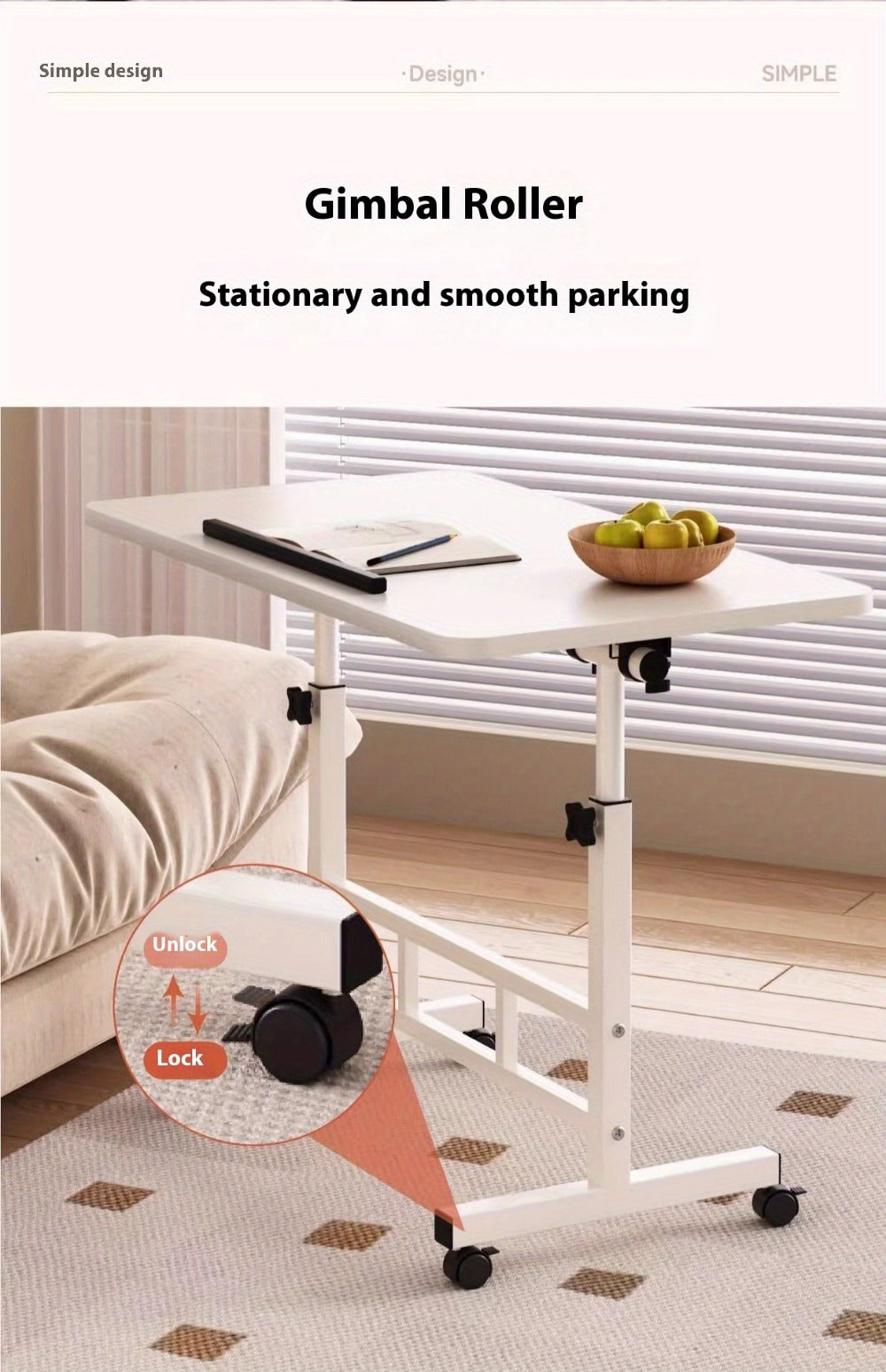 32-Inch Foldable Standing Desk with Adjustable Height and Rolling Wheels for Home Office detail image - detail view 21