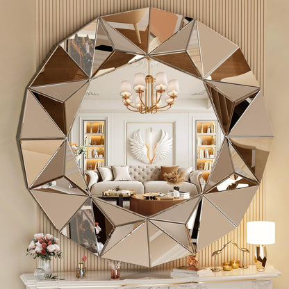 Bathroom Mirror, 32 Inch Round Frameless Beveled Edge Wall Mount - Large Circle Mirror shown in the main product view
