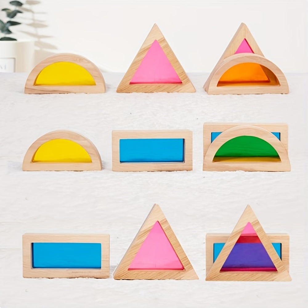 Translucent Acrylic Building Blocks for Kids – Colorful Geometric Construction Toy Set, Sensory Light Table Play, STEM Educational Toy for Toddlers, Birthday Holiday Gift for Boys & Girls Ages 3+