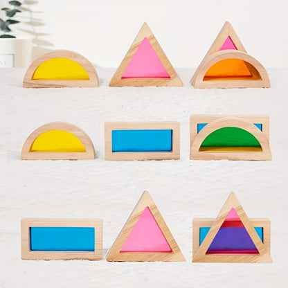 Translucent Acrylic Building Blocks for Kids – Colorful Geometric Construction Toy Set, Sensory Light Table Play, STEM Educational Toy for Toddlers, Birthday Holiday Gift for Boys & Girls Ages 3+