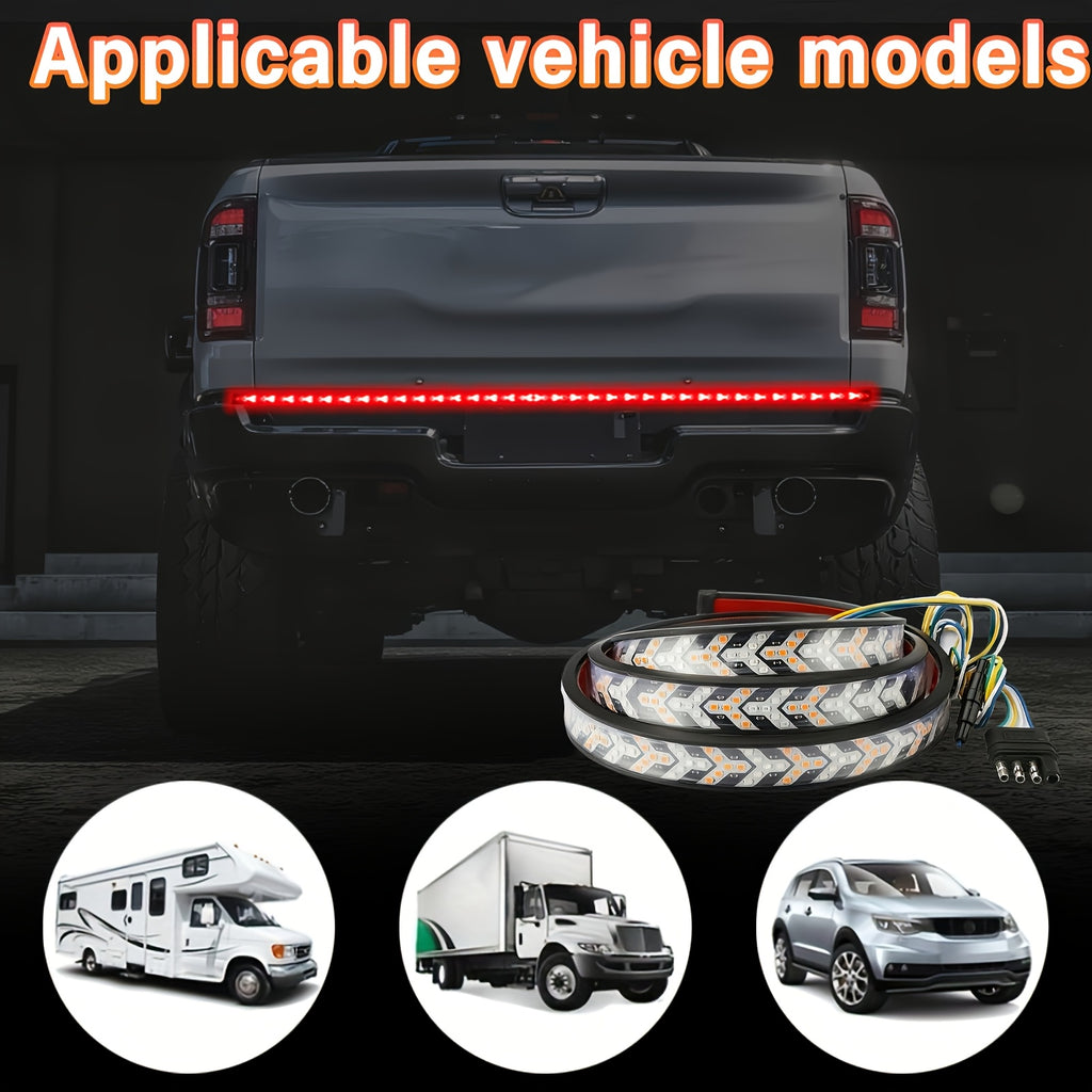 1pc, 60-Inch LED Tailgate Striped Light Designed for Trucks, Modern Vehicle Exterior Lighting, Featuring High Brightness Anti-Rear-End LED Light Bar, Fish Bone Arrowhead Lamp Suitable for Pickups And Suvs, Easy Installation Without Drilling