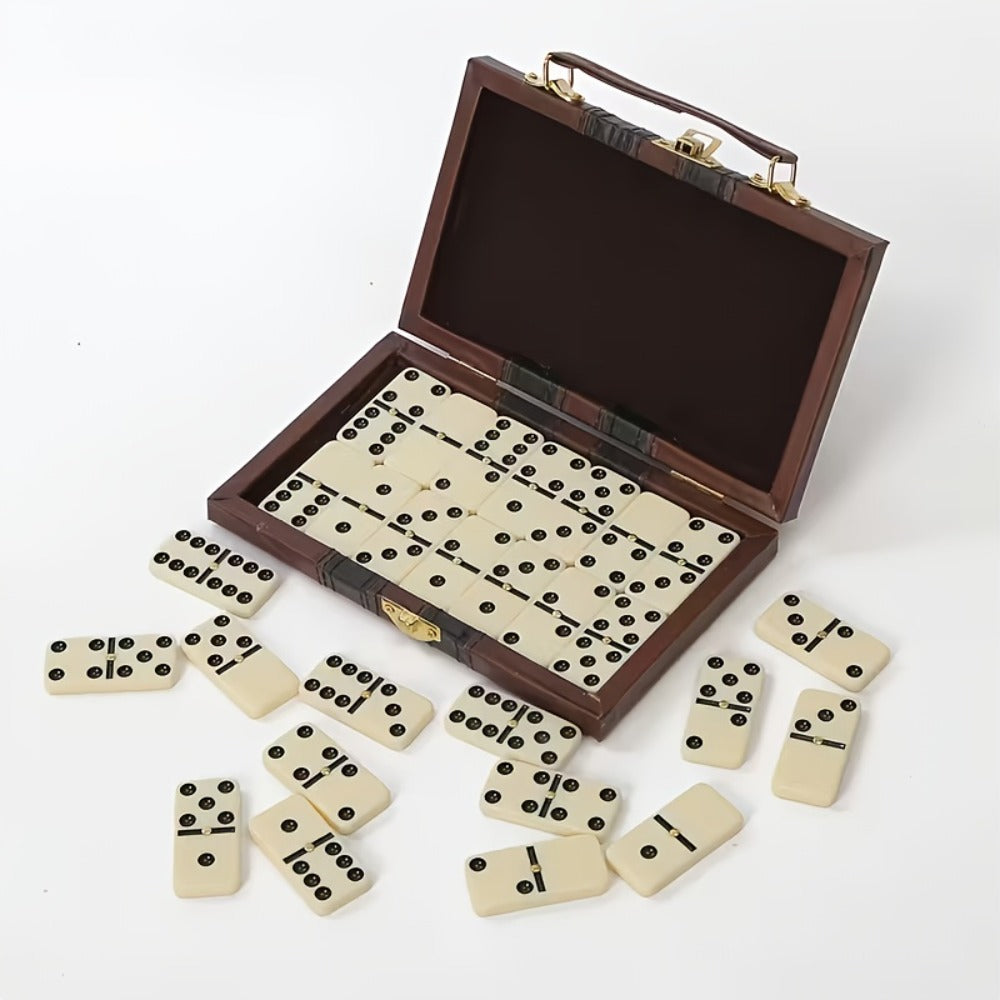 Double 6 Domino Set with Storage Case & Metal Spinner - 28 Tiles Classic Black Domino Game for Adults Kids Family | Premium Packaging 1 or 2 Pack | Holiday Christmas Thanksgiving Birthday Gift