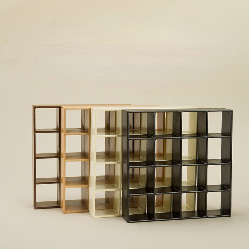 Dollhouse Miniature Display Cabinet 1:12 Scale 16-Compartment Modern Storage Shelf Organizer – Miniature Furniture Accessory for Dollhouse Room Decor Diorama Collectors Ages 14+ Multiple Colors