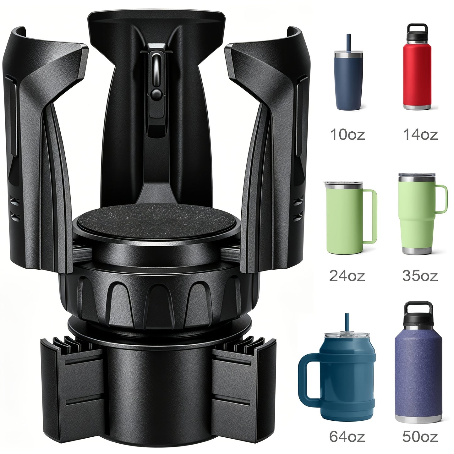 Automatic Car Cup Holder Extender, Adjustable Car Cup Insert Auto Accessories, Suitable for 24/32/45/50oz Travel Thermal Cups and Water Bottles, Large Water Bottle Rack