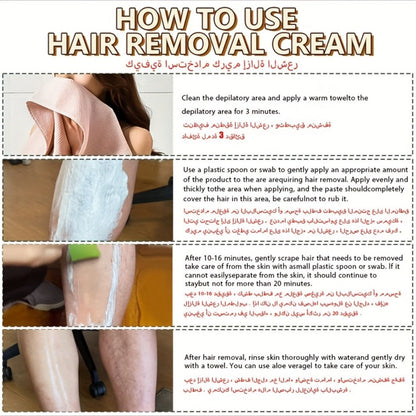 Coconut Hair Removal Cream 100g — Painless Depilatory for Women, Face Legs Armpits Bikini Area, Gentle Sensitive Skin Formula, Semi-Permanent Smooth Results