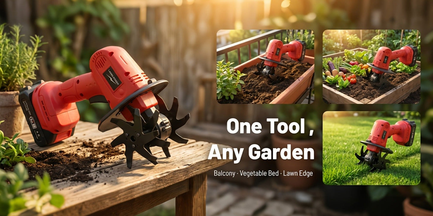 Cordless Electric Cultivator 20V Lightweight Handheld Rotary Tiller – 9-Inch Width 6.6-Inch Depth, 1 or 2 Batteries & Charger, Garden Soil Tiller for Courtyard Farmland Vegetable Garden Raised Bed