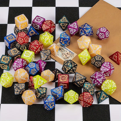 DnD Dice Set 49pcs Dragon Pattern Polyhedral Dice 7 Sets with Pouches – D4 D6 D8 D10 D12 D20 for Dungeons & Dragons RPG MTG Tabletop Games, 7 Colors Acrylic Gamer Gift