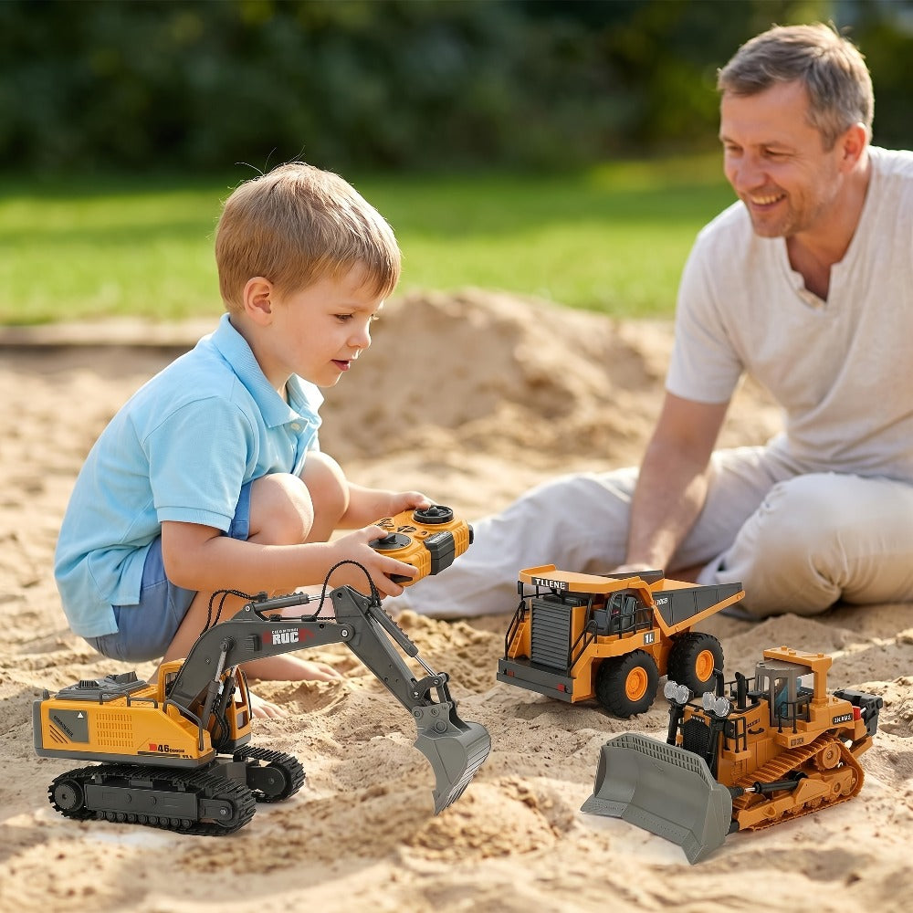 RC Bulldozer 1:24 Scale Alloy with 680° Rotation & Working Arm – 2.4GHz Remote Control Construction Vehicle for Kids, Outdoor Sand & Grass All-Terrain Play, Birthday Christmas Gift for Boys Ages 6+