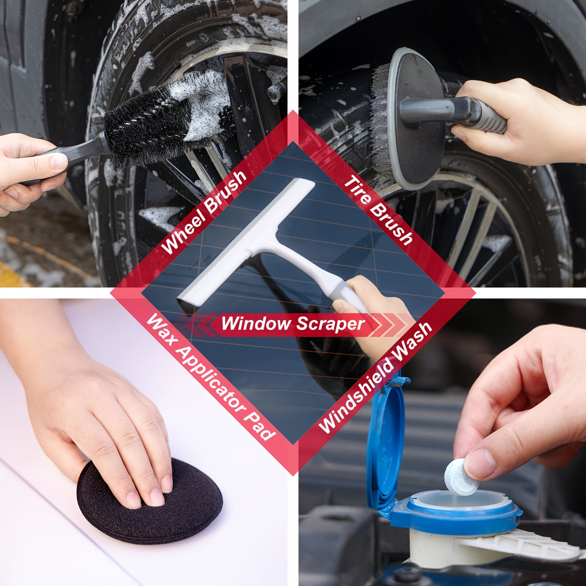 FCLUSLL 26/42pcs Car Washing Cleaning Kit, with Foam Spray Gun, Detail Brush, Portable Vacuum Cleaner, Windshield Cleaning Tools, Tire Brush, Towel, Car Interior And Exterior Details Set, Cleaning Set, Holiday Gifts for Family And Friends