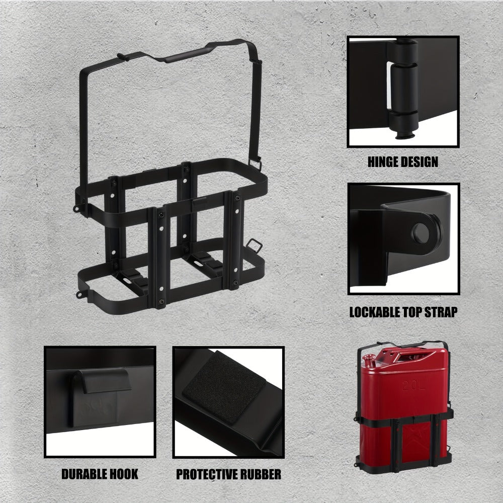Jerry Can Holder Mount 5 Gallon 20L NATO Style Steel Gas Can Lockable Mounting Bracket for Jeep Truck RV Motorcycle Overlanding Camping Off-Road Universal Fit