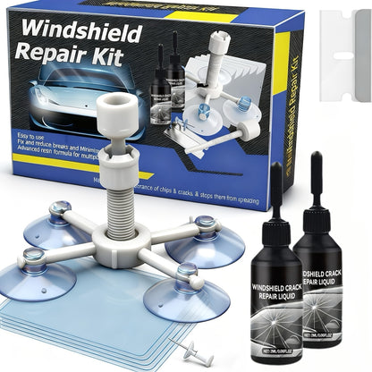 [Portable DIY Quick Fix] Windshield Repair Kit, 15-Minute Quick Fix, Nano Liquid Stops Spread, DIY And Save $250+. Works On Bullseye, Star Cracks, And Scratches. 2 Options-2-Pack Of Windshield Repair Fluid OR 2 Repair Fluids + 1 Suction Mount. Portable Bo
