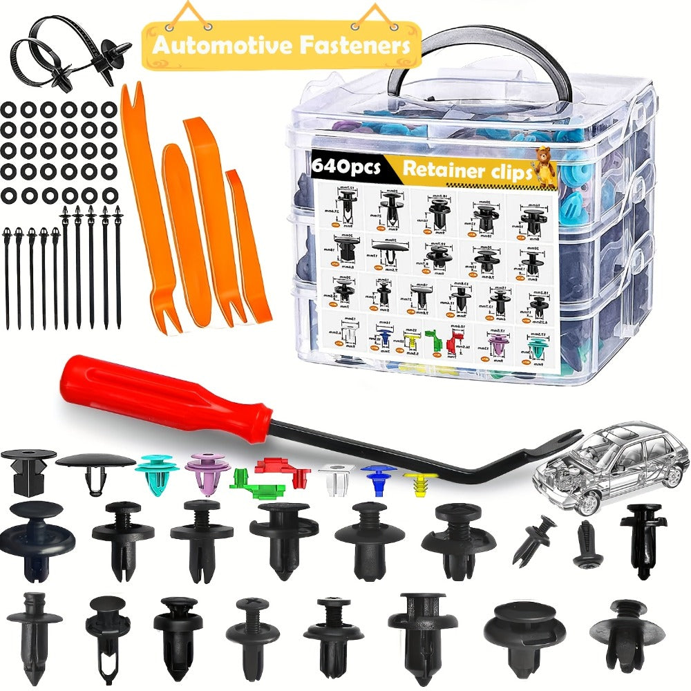 Car Retainer Clips Push Fasteners Kit Bumper Plastic Rivets Assortment for Auto Interior Exterior Trim Panel Body Clips - 113 to 928 Pcs