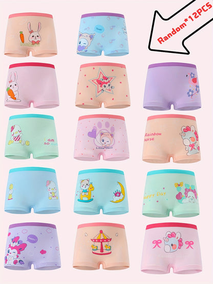 Girls' Boxer Briefs - 12-Pack Assorted Cartoon Print Style 5413