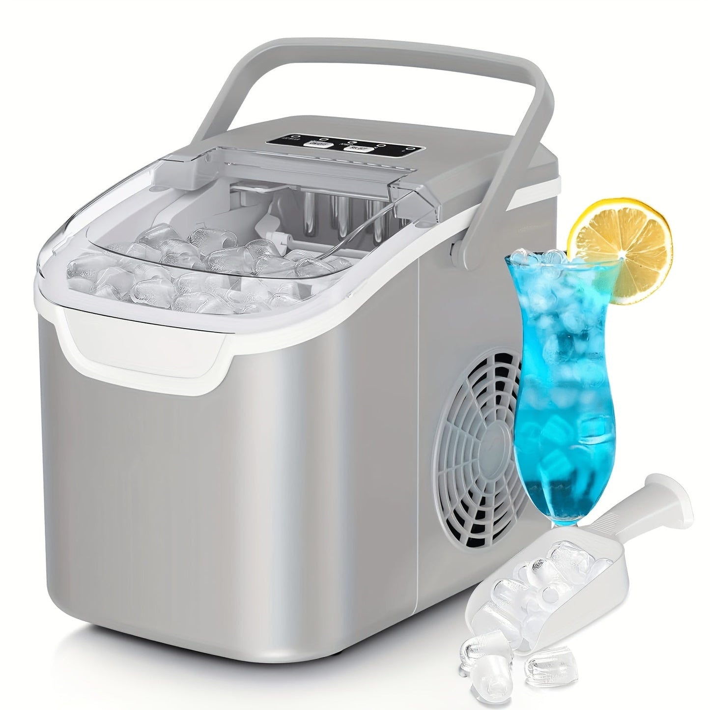 Chewable Ice Maker Countertop – 35 Lbs Nugget Pebble Ice or 26 Lbs Bullet Ice, Self-Cleaning, Includes Ice Scoop & Basket, Perfect Holiday Gift for Home, Kitchen, Easter, Halloween & Christmas