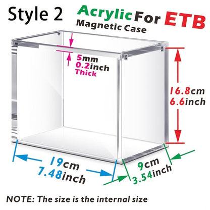 Stackable Acrylic Display Case for ETB & Booster Box – 5mm Thick Clear Magnetic Closure Protective Case for Pokemon Elite Trainer Box, Trading Cards, Collectibles & Sports Memorabilia