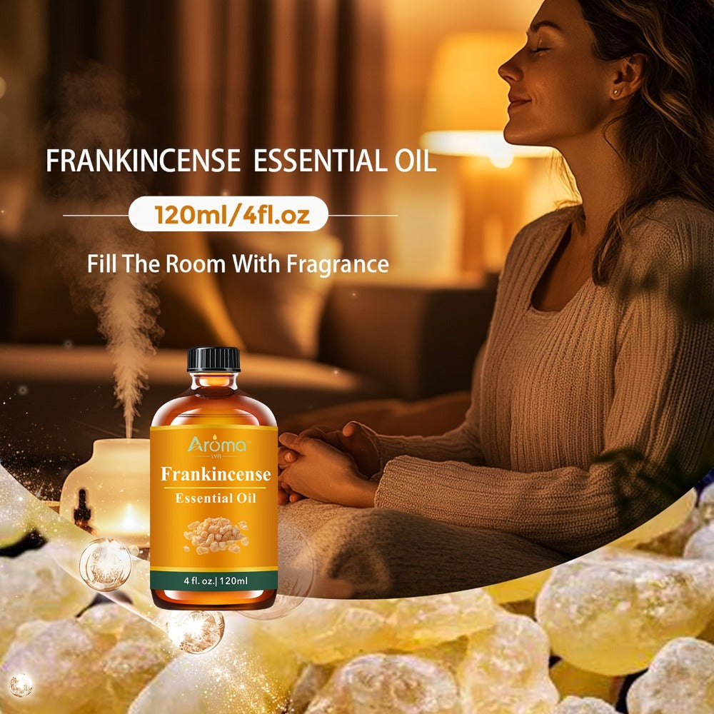 Frankincense Essential Oil 4.06oz Pure Aromatherapy Oil for Diffuser, Humidifier & Body Massage – Calming Grounding Scent for Meditation, Yoga & Relaxation, Unisex Wellness Gift