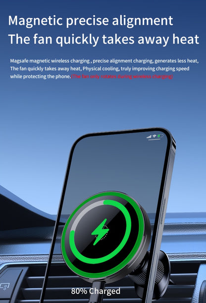 MagSafe Car Wireless Charger for iPhone 12-16 – Magnetic Air Vent Mount with Dual Cooling Fans, Qi1 Fast Charging, Sleek Circular Design for Apple iPhone 12, 13, 14, 15, 16 Series
