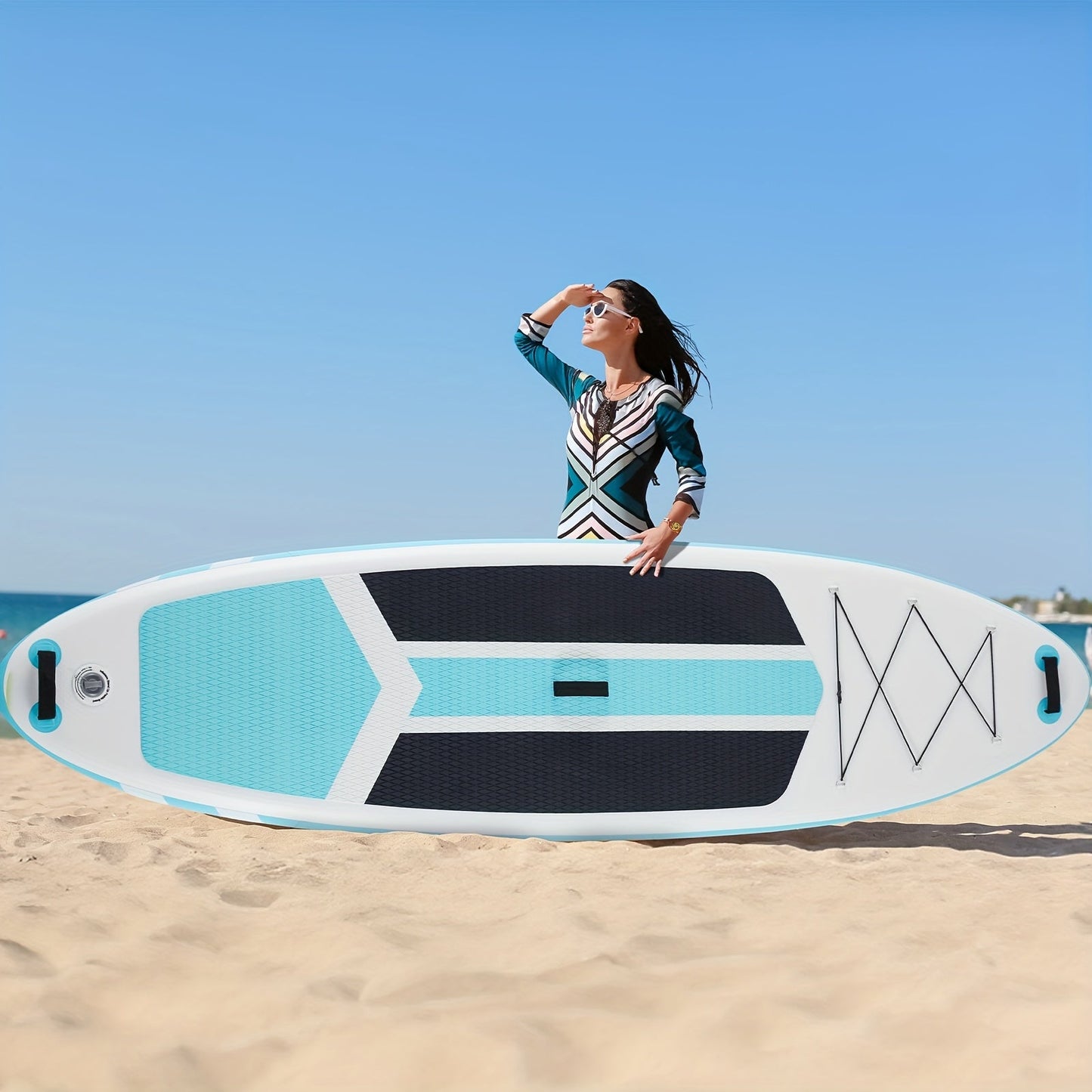Inflatable Paddle Board 10.5ft – Wide Stable Non-Slip Deck SUP Board with Premium Accessories for Yoga Fishing Boating Traveling Surfing Adults