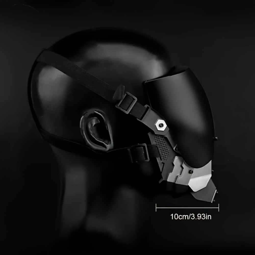 Cyberpunk Futuristic Face Mask for Men & Adults – Breathable Sci-Fi Half Mask for Halloween Cosplay Rave Bar Club Music Festival Photo Prop Cool Gift