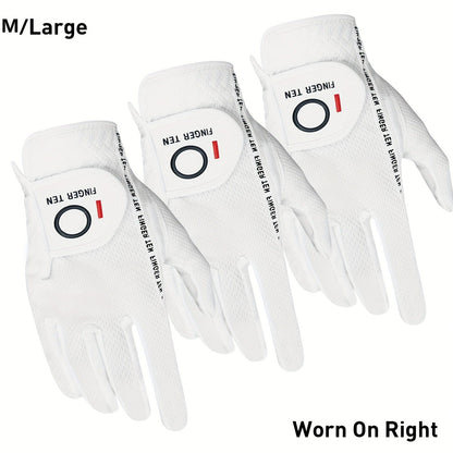 Wet Weather Golf Gloves Rain Grip 3-Pack for Men | Breathable Water-Resistant Golf Gloves for Left & Right Hand – Durable Comfortable Fit in Hot & Wet Conditions (Black, Gray, White | S–3XL)