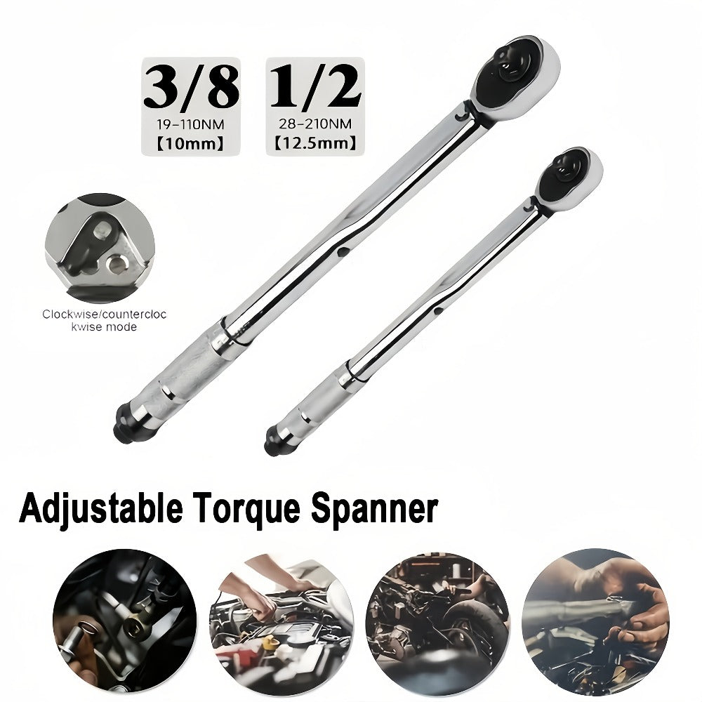Torque Wrench Adjustable Drive 3/8" & 1/2" - Preset Click Torque Wrench for Automotive, Bike & Bicycle Maintenance, Ratchet Wrench with Dual Scale, Accurate & Durable, Gift for Husband & Car Enthusiasts