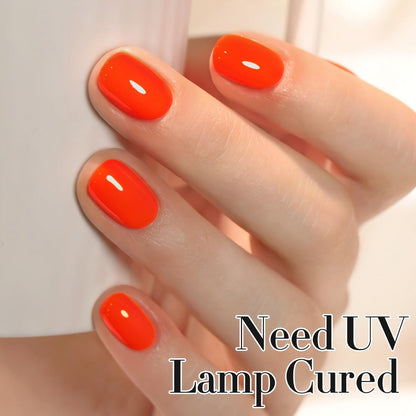 Gel Nail Polish Neon Orange Jelly Translucent Milky Sheer 0.54oz UV LED Soak Off — Long Lasting Chip Resistant CS076 Summer Ombre Jelly Nails DIY Nail Art for Women Home Salon