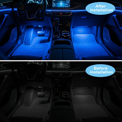 RGB Car Footwell LED Light Kit, USB Powered 5V Multicolor Interior Ambient Light Strip, DIY Under-Seat Car Seat Illumination Kit for All Vehicles, 4pcs Neon Atmosphere Lights