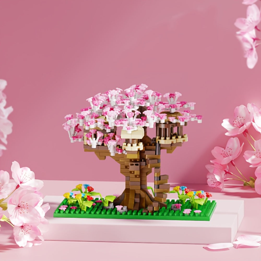 Sakura Cherry Blossom Tree House Building Blocks 1020-2028pcs – DIY Mini Brick Assembly Collectible Display Model, Relaxing Creative Gift for Adults Teens Girls Boys, Birthday Christmas Home Decor