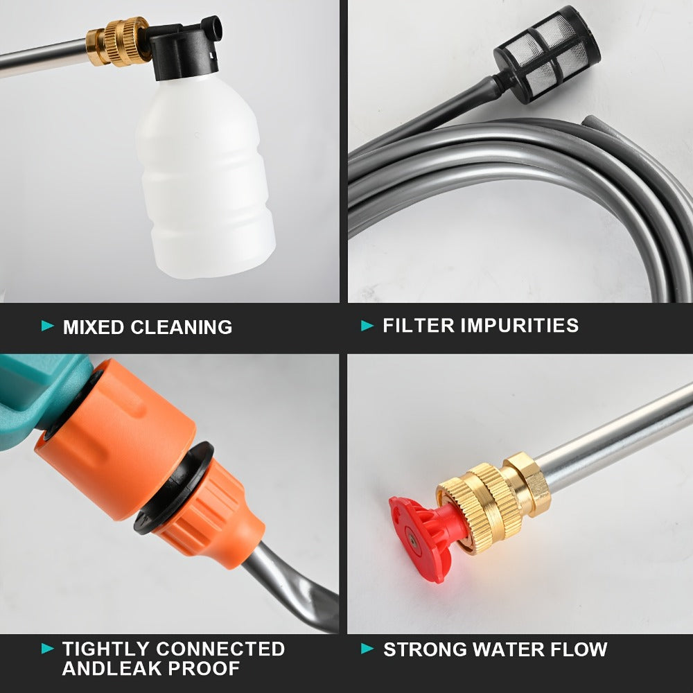 Portable High-Pressure Car Wash Machine – 500PSI Cordless Pressure Washer with 6-in-1 Nozzle & 5M Hose