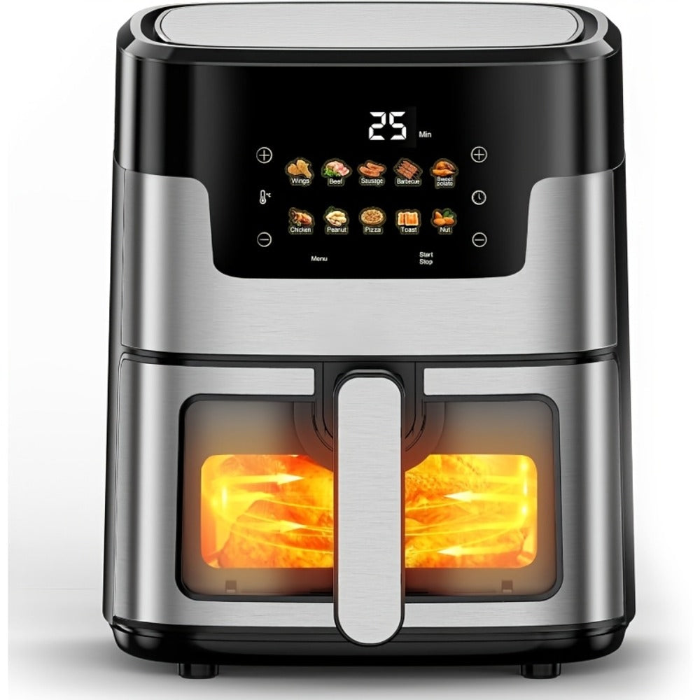Air Fryer 7.5QT 10-in-1 Digital LED Touchscreen | Oilless Cooker with 10 Preset Cooking Modes, Dishwasher-Safe Basket & 100 Paper Liners Included – Large Capacity Family Air Fryer