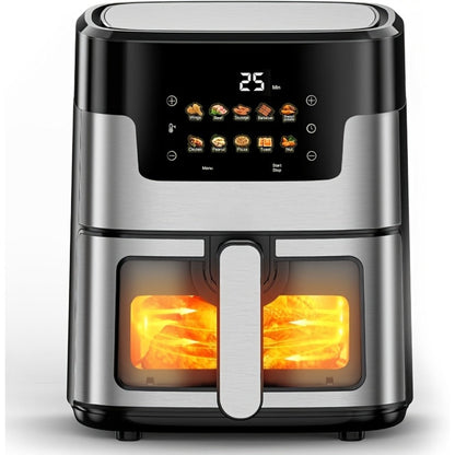 Air Fryer 7.5QT 10-in-1 Digital LED Touchscreen | Oilless Cooker with 10 Preset Cooking Modes, Dishwasher-Safe Basket & 100 Paper Liners Included – Large Capacity Family Air Fryer