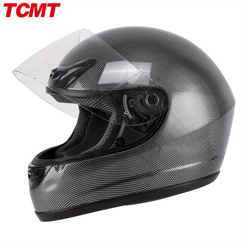 TCMT Motorcycle Carbon Fiber Flip Up Full Face Street Adult Helmet DOT S M L XL