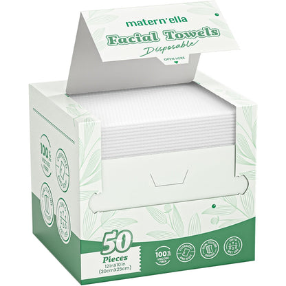 Disposable Face Towels Jumbo Ultra-Soft Extra Thick – Highly Absorbent Dry Wet Dual-Use Facial Wipes for Makeup Removal, Facial Cleansing, Spa & Travel, All Skin Types, 50 / 100 / 150 Sheets per Pack