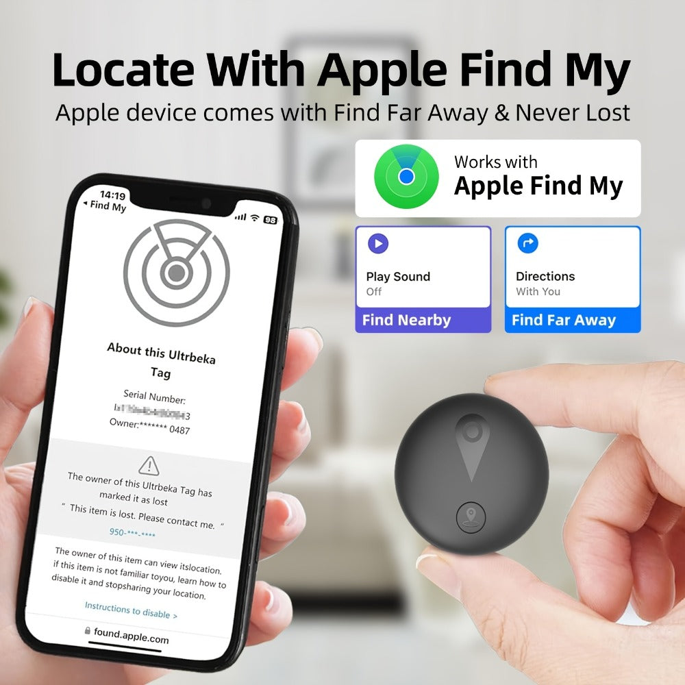 Apple Find My GPS Tracker Magnetic Smart Locator – Keychain & Magnetic Case Included, No SIM Card / No Monthly Fee, Global Anti-Loss Device for Luggage, Pets, Wallet & Keys (iOS Only)