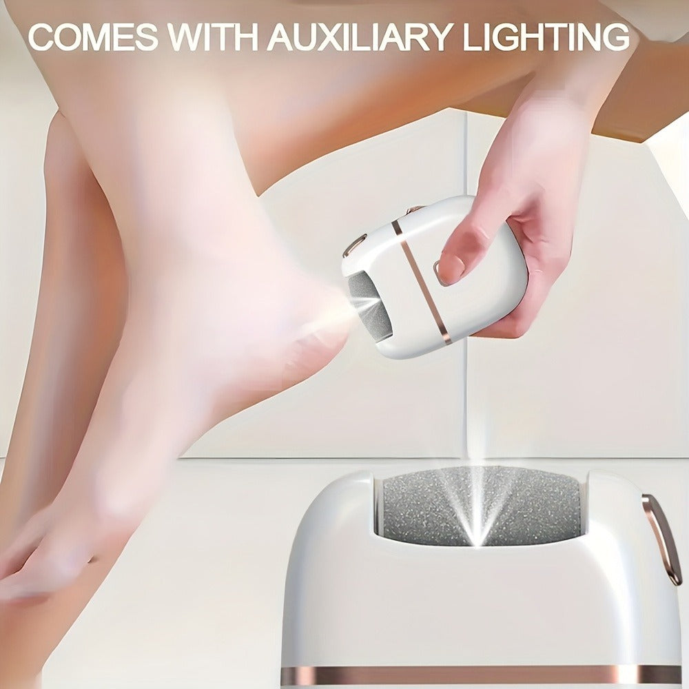 Callus Remover for Feet Electric Rechargeable Foot Grinder with 3 Grinding Heads & 2 Speed Settings – USB Portable Pedicure Tool for Cracked Heels Dry Dead Skin Removal Women Men