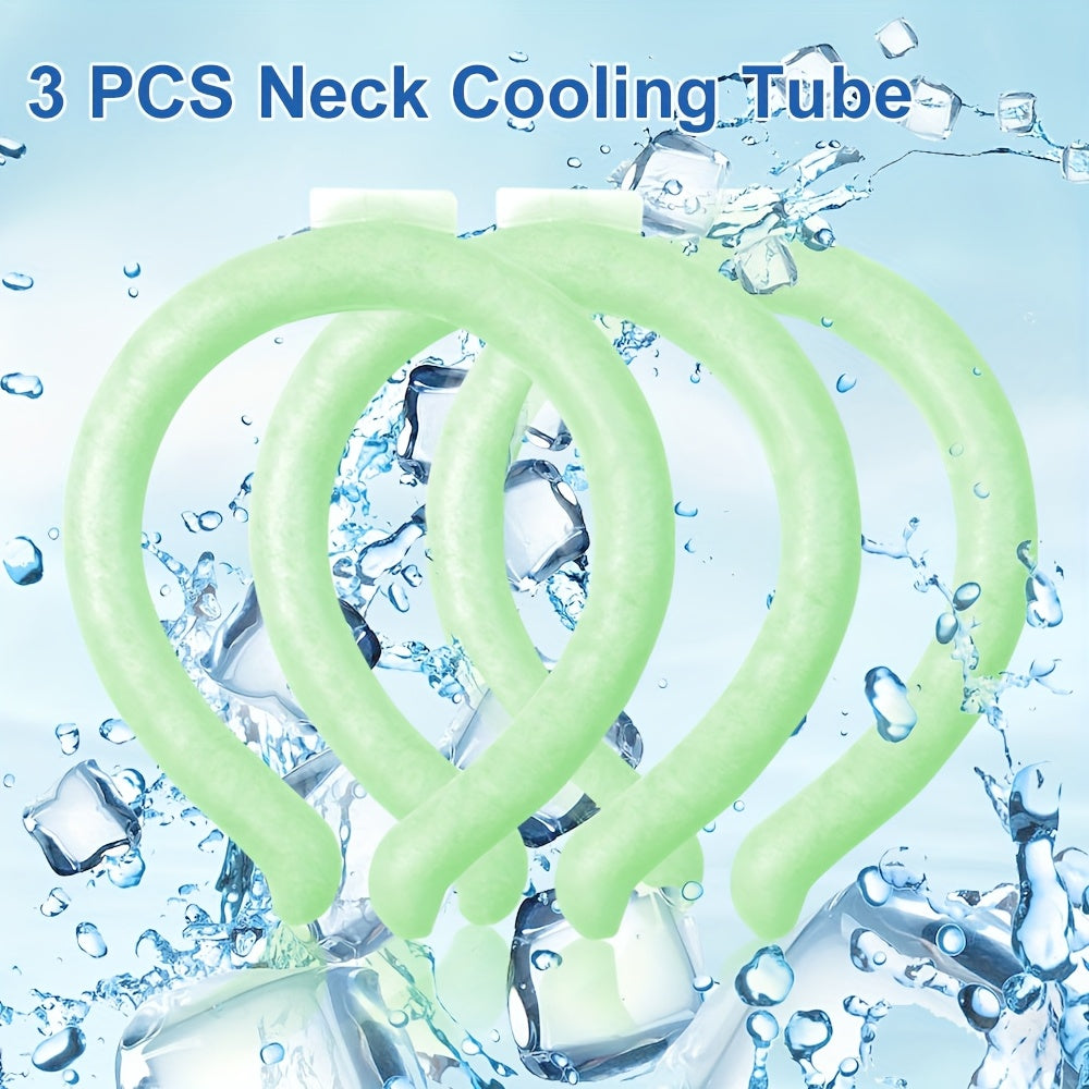 Cooling Neck Ring 3-Pack – Wearable Ice Gel Tube Wrap for Hot Weather, Outdoor Sports, Heat Relief & Hot Flashes, Freezes at 28°C, Hands-Free Summer Cooling for Men & Women