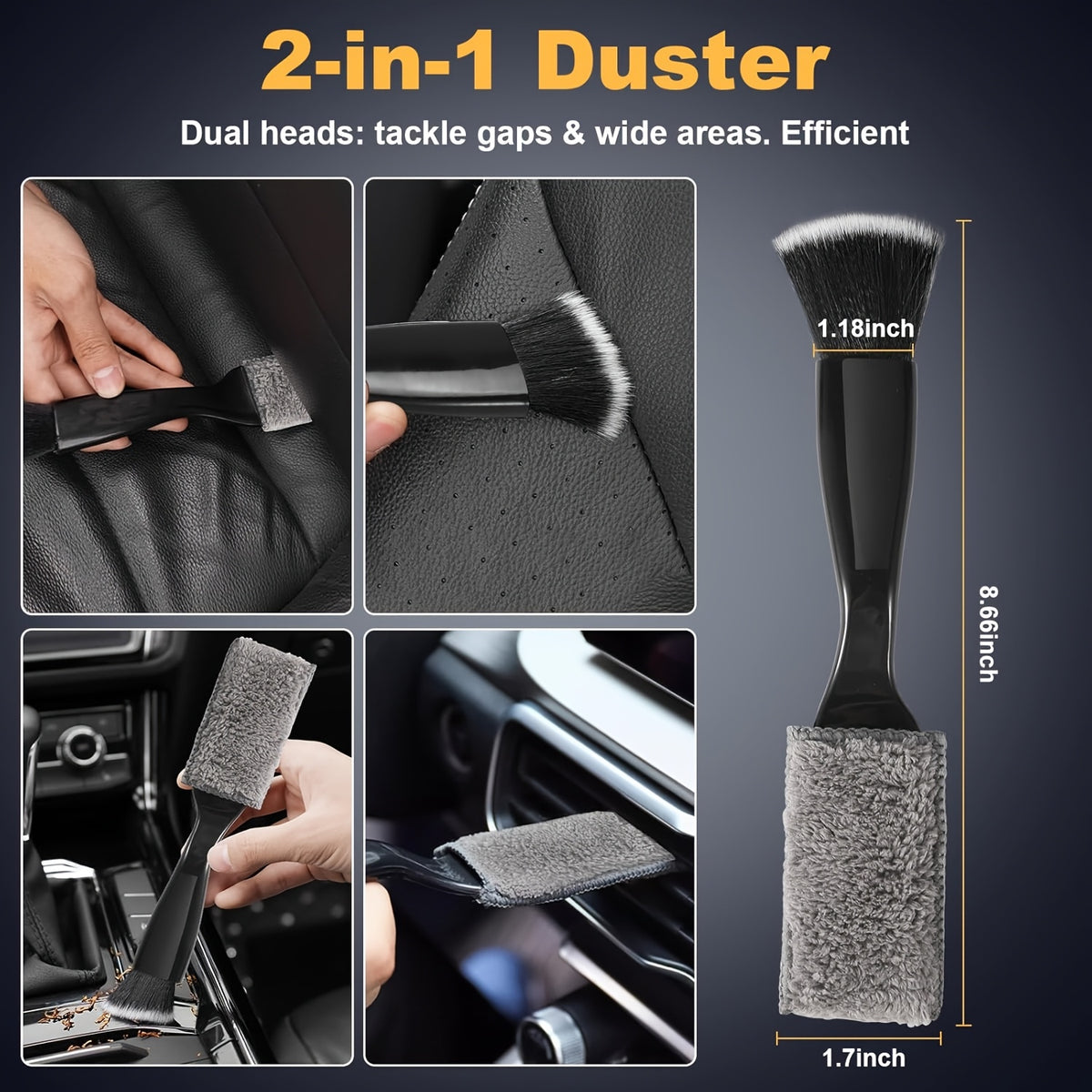FCLUSLL 9pcs Car Detailing Kit Car Detailing Brush, Car Dusting Brush, Microfiber Cleaning Cloth Essential Tools for Car Interior Maintenance