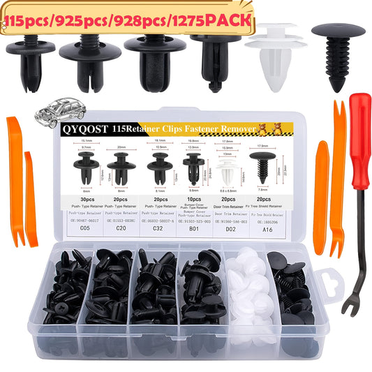 115pcs 925pcs 928pcs 1275pcs Car Body Universal Fasteners, Snap Rivets, Wing Expansion Screws, Willow Nails, Car Accessories Kit