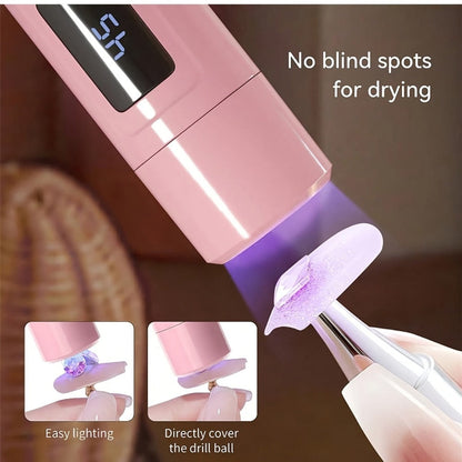 Gel Nail Lamp 360° Rotating Head with Digital Timer 45s/60s & Bonus Nail Stamp – USB Powered LED Gel Polish Curer with Condenser Lens for Home Manicure & Nail Art, White Pink