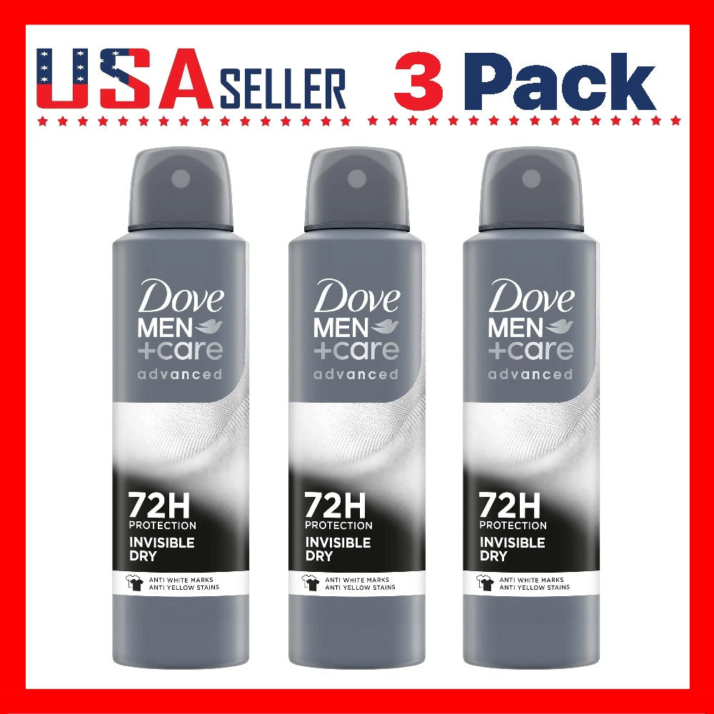 Dove Men+Care Invisible Dry Spray Deodorant 3 Pack 150ml - No White Marks No Yellow Stains, Long Lasting Odor Protection Quick Dry Antiperspirant