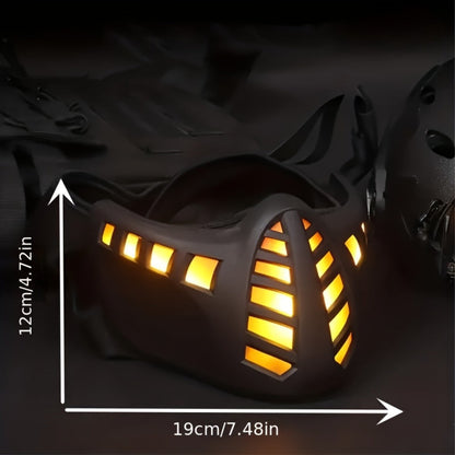 LED Rave Mask Cyberpunk Full Face Light Up Futuristic Sci-Fi – Breathable Halloween Cosplay Costume Mask for Bar Club Music Festival Rave Party, Photo Prop Gift for Men & Women Adults
