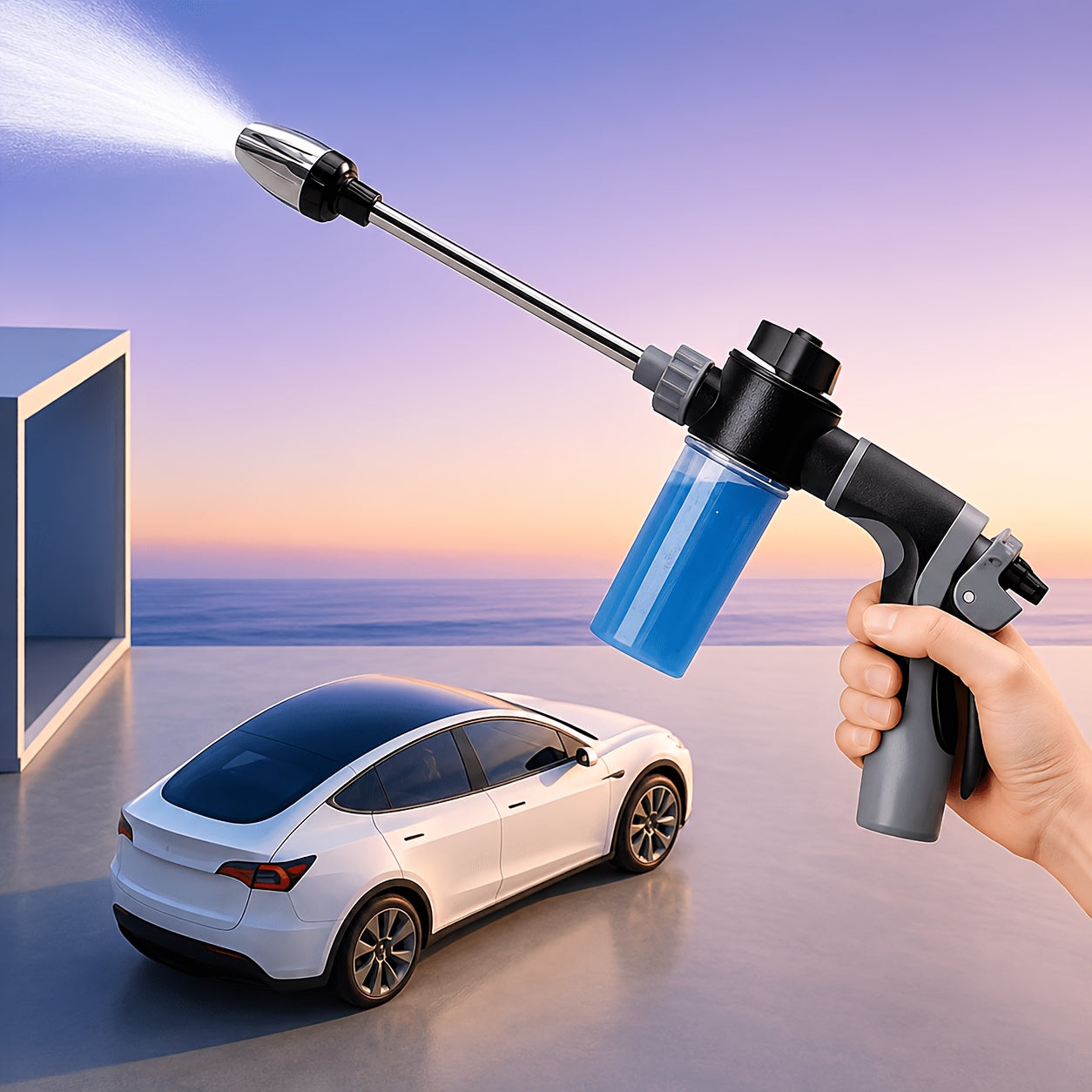 High Pressure Car Wash Gun with Long Extension Rod – Adjustable Spray Nozzle, Leak-Proof Connector, Fits Garden Hose – Car Truck RV & Garden Cleaning Wand
