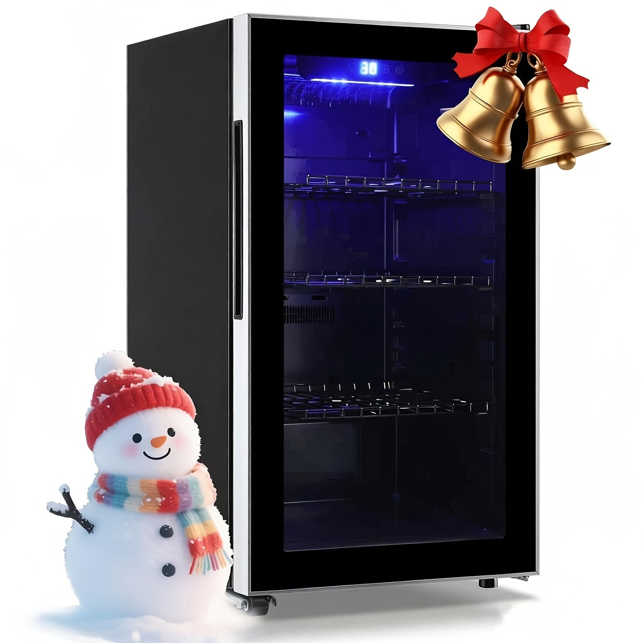 Beverage Refrigerator with Glass Door – Mini Fridge 2.0/3.5/4.0 Cu Ft, LED Lights, Adjustable Shelves, R600a Cooling for Beer, Wine & Drinks, Home, Office & Bar