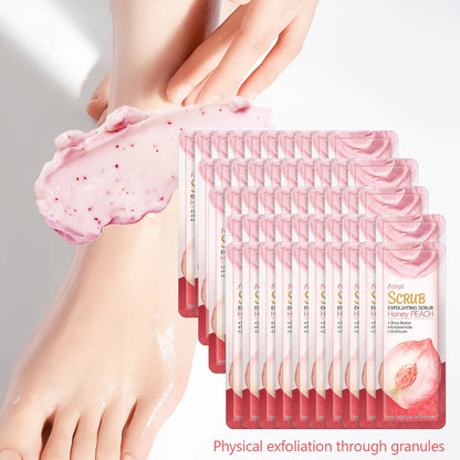 Exfoliating Body Scrub Peach Cream 50pcs Jojoba Bead Foot & Body Skin Gentle Cleansing Moisturizing Smooth Nourish Portable Travel Size Sachet