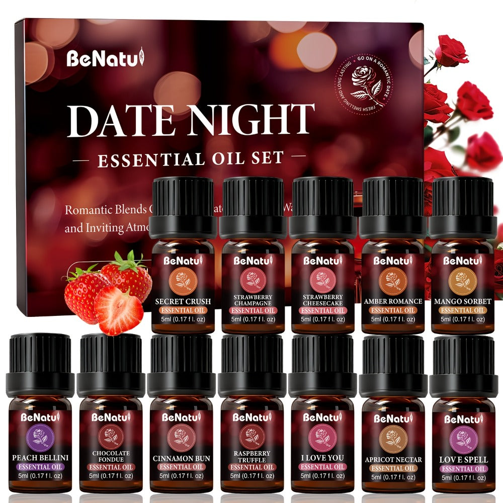 Essential Oil Set for Diffuser Humidifier Candle Making, Woody Coffee Date Night Garden Aroma Botanical Fragrance Oils, Sandalwood Cedarwood Lavender Peppermint Scents, Christmas Valentine Gift 12-24pcs