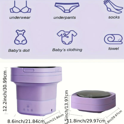Portable Mini Washing Machine 3 Cleaning Modes | Compact Travel Washer for Underwear Delicates | Space-Saving Laundry Solution for Apartments, RVs, Camping & Dorms