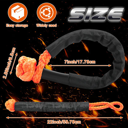 Soft Shackle 41,000 lb Breaking Strength Synthetic UHMWPE Recovery Rope with Protective Sleeve – Heavy Duty Tow Shackle for Off-Road Truck Jeep SUV UTV ATV, 1 & 2 Pack