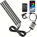 [Music Sync LED Car Lights] GY 4pcs USB-Powered LED Car Interior Lighting Kit | Colorful Underfoot Lights with Music Sync for Enhanced Ambiance, Without Battery