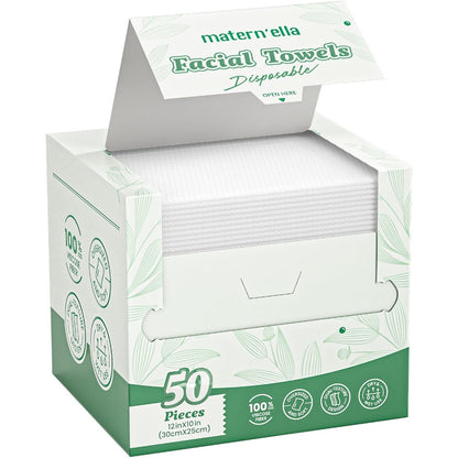 Disposable Face Towels Jumbo Ultra-Soft Extra Thick – Highly Absorbent Dry Wet Dual-Use Facial Wipes for Makeup Removal, Facial Cleansing, Spa & Travel, All Skin Types, 50 / 100 / 150 Sheets per Pack